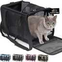 GORILLA GRIP Cat Carrier Travel Bag Up to 15 Lbs, Soft Collapsible Small Dog Carriers, Top and Side Entry Breathable Mesh, Grip Feet on Underside, Cozy Washable Waterproof Pad, Portable Kennel, Black (17.0"L x 11.0"W x 11.0"H)