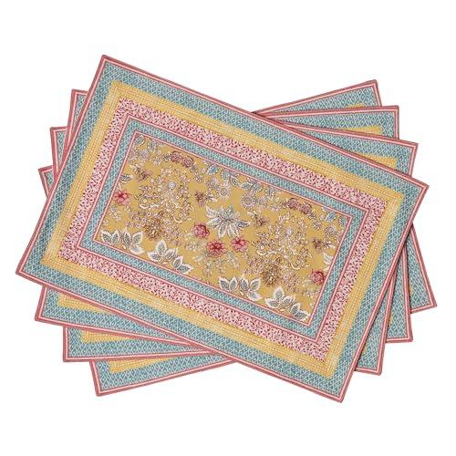 Maison d' Hermine Placemats Set of 4 100% Cotton Washable Cloth Place Mats Reusable Table Mats for Kitchen Dining Party Wedding Gifts for Mothers Day Spring/Summer (Marquise, 13" x 19")