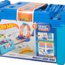 Hot Wheels Toy Car Track Set, Track Builder Multi Loop Box Playset & 1:64 Scale Vehicle, 10 feet of Track Components in Storage Box
