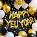 Black Gold White Confetti Balloon Set,100pcs 12 Inch Metallic Gold and Black White Glitter Confetti Balloon for Wedding, Birthday, Graduation Party Decorations,Happy New Year Decorations