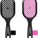 Aussumy Vented Detangling Hair Brush - 2 Pack Detangler Hairbrush for Effortless Tangle Removal - Ultra-Soft Bristles -For Natural Curly Straight Wet Dry Damaged Hair for Women Men Kids - Black & Pink