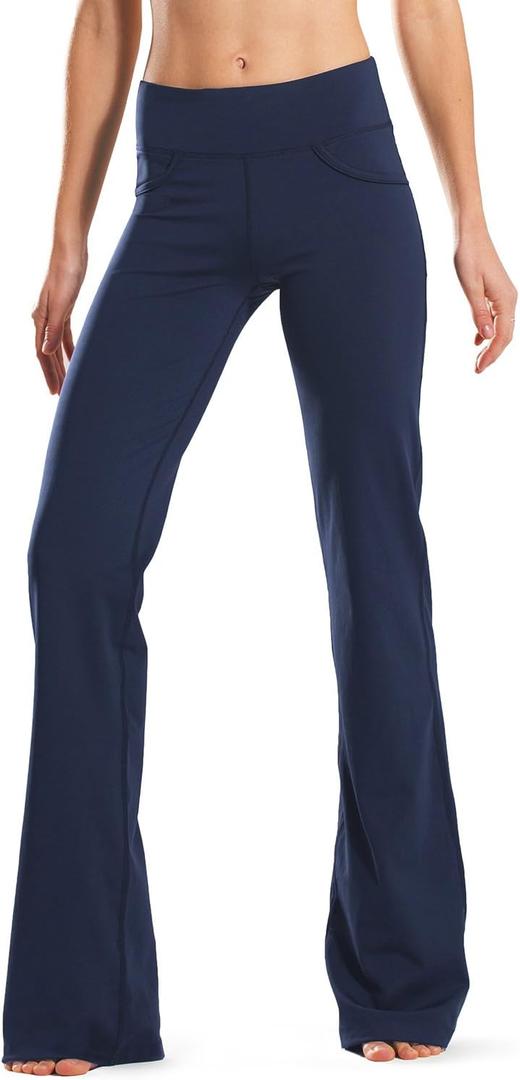 Safort 28" 30" 32" 34" Inseam Regular Tall Bootcut Yoga Pants Flared Leg Dress Pants with Pockets for Casual (Small, Style1-blue)