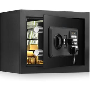 0.6 Cubic Feet Small Fire Safe Box for Home Use, Security Safe and Lock Box with Digital Keypad, Spare Keys, Dorm Room Safes for Money, Jewelry, ID Documents
