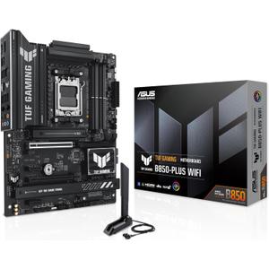 ASUS TUF Gaming B850-PLUS WiFi AMD AM5 B850 ATX Motherboard, 14+2+1 80A Stages, AI Ready, DDR5, PCIe 5.0, 3X M.2, Wi-Fi 7, 2.5Gb LAN, DisplayPort, HDMI, USB 10Gbps & 20Gbps Type-C, BIOS Flashback