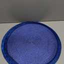 Fennco Styles Handwoven Fringe Boho Placemats 15" Round, Set of 2 - Navy Blue Braided Texture Table Mats for Home, Dining Room, Banquets, Family Gathering and Special Occasion