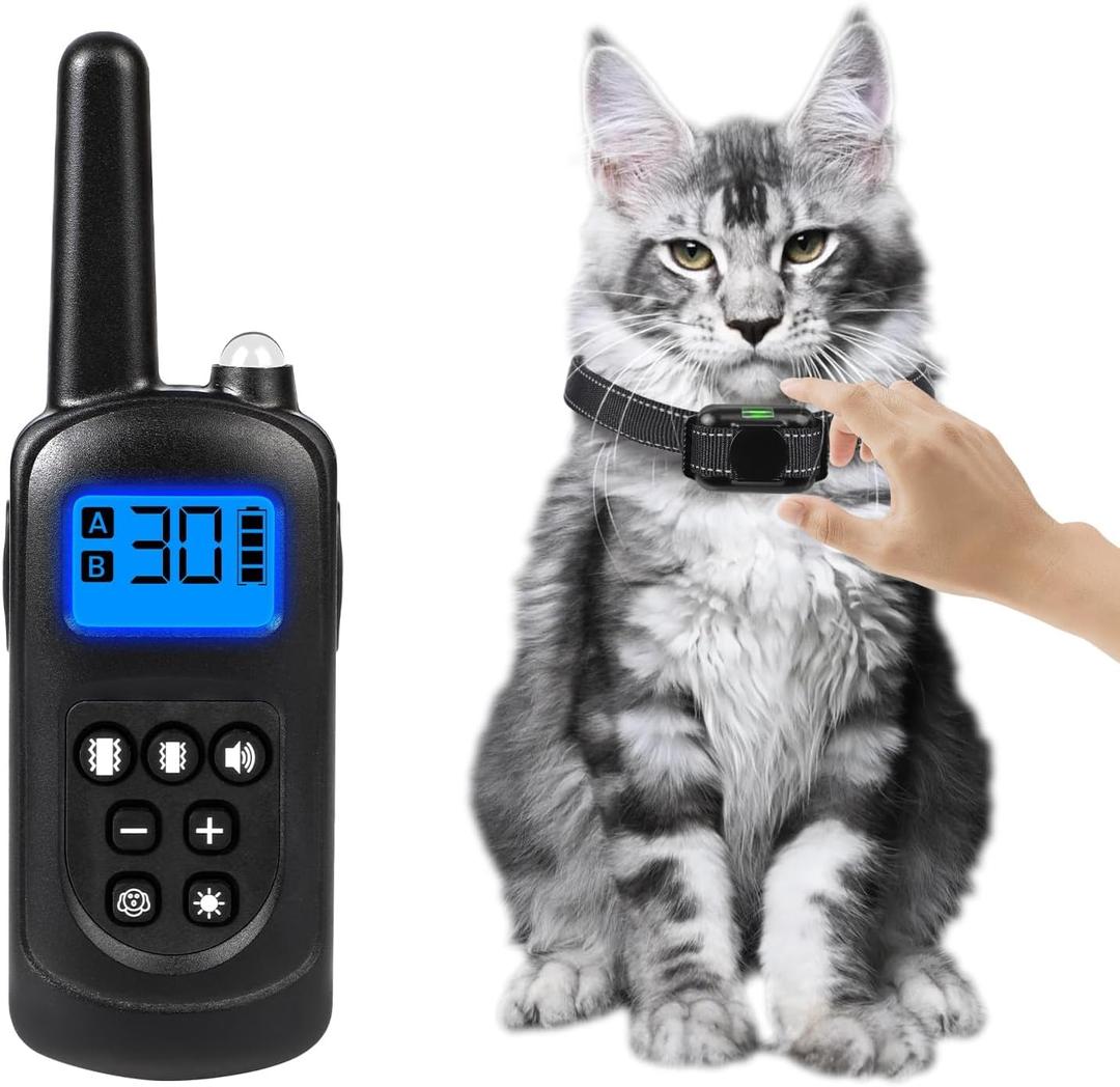 Cat Training Collar No Shock, 2025 Vibrating Cat Collar with Remote 2000ft, Beep and Vibration Collor for Cats 10-120lbs, Rechargeable/Security Lock & Humane to Stop Bad Behaviors,Black
