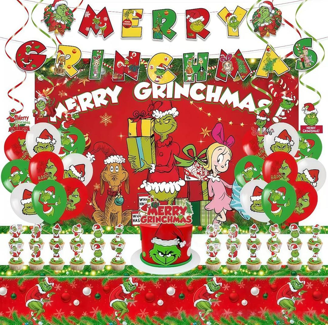 Birthday Party Supplies Set, Party Decorations Including Banners, Balloons, Backdrop, Tablecloth, Hanging Swirl Decorations, Large Power Strip, Cupcake Toppers