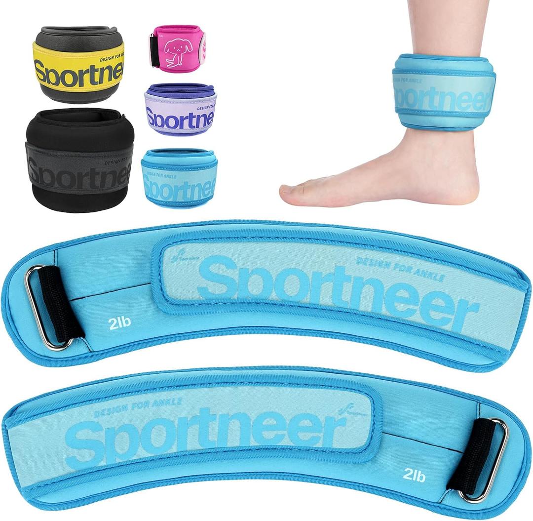 Sportneer Ankle Weights 0.5/1/2/3/5 LBS 1 Pair Wrist Leg Arm Weights for Women Men Kids Child with Adjustable Straps, Strength Weighted for Jogging Running Walking Fitness Gym Workout (Blue)