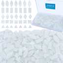 LITMIND Misty White Stained Glass Mosaic Tiles - 240 Pieces in 5 Shapes (Rectangle, Triangle, Rhombus, Square, Leaf) for Crafts & Mosaic Projects (Opaque)