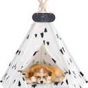 Pet Teepee Tent for Dogs & Cats Dog Bed with Thick Cushion Puppies Play House Removable and Washable