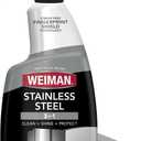 Weiman Stainless Steel Cleaner and Polish - Protects Appliances from Fingerprints and Leaves a Streak-Free Shine for Refrigerator, Dishwasher, Oven & Grill, Cleaning Supplies, Microfiber Cloth (22 Fl Oz Bundle (Pack of 1))