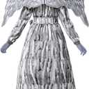 Spooktacular Creations Girls Angel Costume, Kids Halloween Sculpture Statue Pattern Costume, Fallen Angel Dress for Cosplay (Small(5-6 yrs))