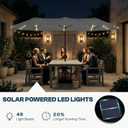 15FT Large Outdoor Patio Umbrella with Solar Lights and Base, Double-Sided Table Umbrellas with 48 LED Lights, Rectangle Market Umbrella for Pool, Deck, Backyard