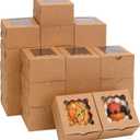 Moretoes 120pcs Cookie Boxes with Window, 4x4x2.5 Inches Brown Bakery Boxes Pastry Container Bulk for Small Cookies, Treats and Desserts
