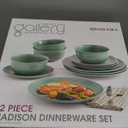 GBHOME Ceramic Dinnerware Sets for 6, 18 Pieces Stoneware Plates and Bowls Sets, Reactive Glaze Dishes -Scratch Resistant, Dishwasher&Microwave Safe-Malachite Green