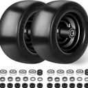 2 Pack 11x6.00-5 Flat Free Lawn Mower Tires and Wheels, Solid Front Tires for Zero Turn Mower With Upgraded 3/4 & 5/8" & 1/2" Bearing, 6"-8" Centered Hub, Load 400lbs (black Rim)