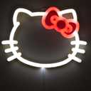 Hello Kitty LED Neon Wall Light,Figural Light-Up Wall Hanging Dcor,Battery Operated,10" W x 7" H,Cute Night Light for Kids Bedrooms