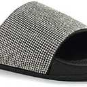 FUNKYMONKEY Women's Slides Rhinestone Glitter Slip On Footbed Platform Sandals  Size 6