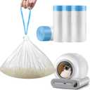 Self-Cleaning Litter Box, Drawstring Litter Box Liners, 60 Count Waste Drawer Liners Bags Replacement Compatible with Self-Cleaning Litter Box Robot Cat Litter Waste Receptacles Bags