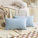 Demetex 12x20 Pillow Cover Lumbar Pillow Set of 2 Decorative Linen Rectangle Throw Pillow for Couch Girl Dorm, 12x20 inch, Blue