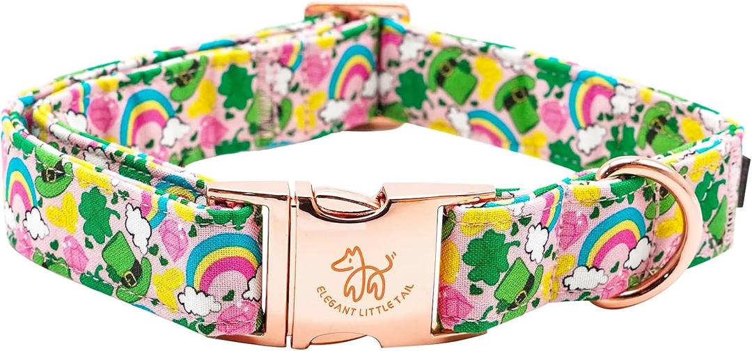 Elegant little tail Dog Collar, Green Clover Pet Collar Dog Collar, St Patrick's Dog Collar, Holiday Pet Collar Cute Puppy Collar Adjustable Pet Dog Collars for Small Dogs