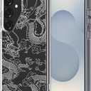 MOSNOVO Case for Samsung Galaxy S25 Ultra, [Buffertech 6.6ft Military-Grade Drop Protection] [Anti Peel Off Tech] Clear TPU Bumper Phone Case Cover Design - White Dragon