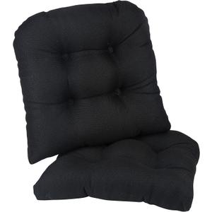 Klear Vu Gripper Overstuffed Universal Non-Slip Dining Chair Cushions for Kitchen Decor or Office Use, U-Shaped Skid-Proof Seat Pad, 17x17 Inches, 2 Count (Pack of 1), Solid Midnight Black