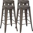 FDW Metal Bar Stools Set of 4 Counter Height Bar Stools 24 Inches Industrial Bar Chairs Patio Stool Stackable Backless Stool Indoor Outdoor Metal Kitchen Stools Bar Chairs (Bronze, 30")