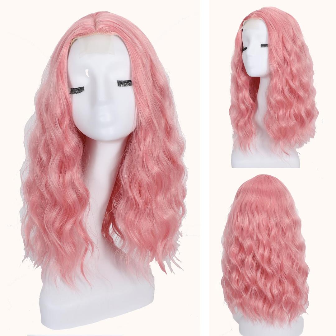 Medium Length Dark Brown Wigs for Women 18 Inch Short Wavy Wig Middle Part Synthetic Heat Resistant Natural Hairline for Daily Party Use