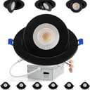 Adetu Recessed Lighting 6 inch, 360+90 Adjustable Directional 6 inch 5CCT Gimbal Black Led Recessed Lighting, 2700K-5000K Dimmable Retrofit Eyeball Can Recessed Lights with Jbox, ETBlack-6 Pack