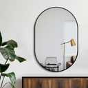 Bathroom Vanity Mirror for Wall, 36''x24'' Black Oval Bathroom Mirror for Over Sink, Bedroom, Living Room, Entryway, HD Tempered Glass, Wall Mounted Horizontally or Vertically