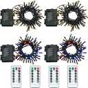 Tuanse 4 Pack Battery Operated Outdoor Christmas Tree String Lights,16.4 ft Mini Light Outdoor Christmas Lights with 50 Led of Dark Green Cable Lighting for Bedroom Garden Yard (RGB Flashing Light)