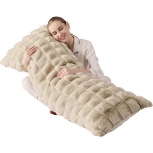 Luxury Shaggy Faux Fur Body Pillow,Fluffy Bed Pillows with Zipper Closure,Soft Decorative Plush Full Long Pillow,Fuzzy Hug Pillow for Home Living Room Side Sleeper & Pregnancy 20"x54" Taupe Chocolate