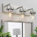 Bathroom Lighting Fixtures, 3-Light Bathroom Vanity Lights Over Mirror, Brushed Nickel Vanity Light with Glass Shade, Modern Vanity Lighting Fixtures for Bathroom, Bedroom, Hallway