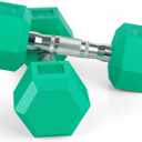 Portzon 8 Colors Options Compatible with Set of 2 Rubber Dumbbell Weight, 10-Pounds, Pair, Anti-Slip, Anti-roll, Hex Shape (Standard, Green)