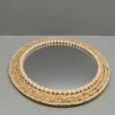 15 Inch Boho Round Hanging Wall Mirror Decorative Rattan Circle Mirrors for Farmhouse, Living Room, Bedroom