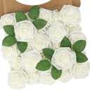 N&T NIETING Artificial Flowers, 25Pcs Fake Flowers Roses Perfect for DIY Wedding Bouquets Centerpieces Bridal Shower Party Home Flower Arrangement Decorations, Ivory