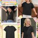 3 x VhicPlevo Girls Short Sleeve T Shirts Kids Summer Crew Neck Tops with Pocket Rolled Cuffs Loose Fit Casual Tees 5-14 Years(13-14, 11-12Y Years,Black, Yellow, (Mix Colors)