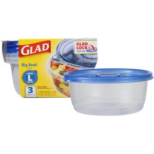 Glad Food Storage Containers - Big Bowl Container - 48 Ounce - 3 Containers (48 oz - 3 Count)