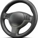 Hand Stitch Steering Wheel Cover | Heavy Duty Customized Fit for Fit for BMW E39 E46 Anti-Slip Perforated Leather Black