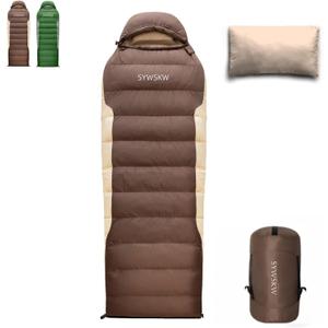 Ultralight Down Sleeping Bag with Pillow, 15F 32F 45F Sleeping Bag for Women,Men,Youth Backpacking,Hiking and Camping Outdoor with YKK Two-Way Zipper 680 FP Down (Coffee)