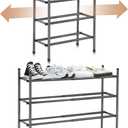 STORAGE MANIAC Expandable Shoe Rack, 16 Pairs Stackable Small Shoe Rack, Metal Adjustable Shoes Organizer for Closet, Entryway, Hallway, Garage, Front Door, Shoes Shelves, Black 4 Tier