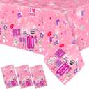 Buryeah 3 Pcs Y2k Party Decorations 2000s Pink Tablecloth Reusable Back to The 2000s Table Cover for Girls Female Y2k Theme Birthday Bachelorette Party Supplies, 54 x 108 Inch