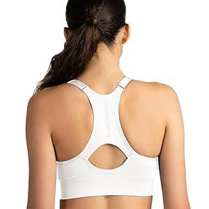 New Balance Women's Seamless Core Cami Sports Bra, Medium Impact, Women's Activewear Gym Bras, Removable Pads, White, M