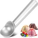 Ice Cream Scoop, 7 inches Nonstick Anti-Freeze One Piece Aluminum Scooper Spoon, Heavy Duty Durable Design, Easy Clean, for Gelato, Cookie Dough, Sorbet, Almond (Silver)