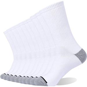 EnerWear 10P Pack Unisex Cotton Moisture Wicking Cushion Crew Socks (White)