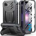 FNTCASE for iPhone 17e Phone Case: [Built-in Screen Protector & Kickstand] [Military-Grade Drop Protection] Heavy Duty Protective Full Body Shockproof TPU Rugged Protective Phone Cover Black