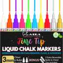 Kassa 10-Pack Neon Multicolor Chalk Markers | Includes Reversible Bullet & Chisel Tips | Works on Chalkboards, Windows, Glass or Mirrors |Ideal for Use at Home, & Office