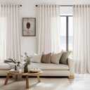 Natural Linen Blend Short Kitchen Curtains 45 Inch Length 2 Panel Set Semi Sheer Light Filtering Back Tab Rod Pocket Drapes Cream Modern Farmhosue Small Curtains for Cafe Bathroom Living Room