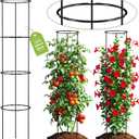 60 Inch Round Tomato Cages for Garden - 2 Pack Heavy Duty Metal Tomato Trellis Plant Support, Adjustable Height & Stackable, Easy Assembly for Outdoor Climbing Plants